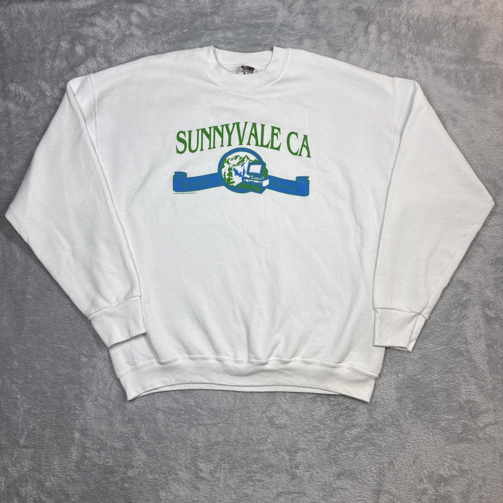 Vintage Sunnyvale California Sweatshirt Men XL White Worlds Finest Computer